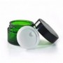 20pcs/Lot of 20g 30g & 50g Green Glass Jar Cosmetic Lip Balm Cream Jars Round Glass With Black Lid with inner PP Liners.