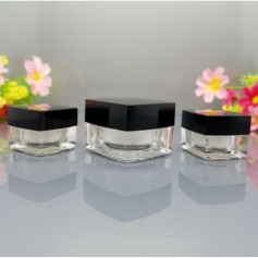 20pcs/Lot 5g, 10g Clear Acrylic Square Jar With Black Lid.