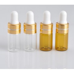 50pcs/Lot 3ML Mini Portable Glass Refillable Perfume Bottle With Rubber Head And Dropper -
