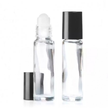 20PCS/LOT 5ML, 10ML CLEAR GLASS ROLL-ON BOTTLE WITH BLACK CAP (PLASTIC BALL).