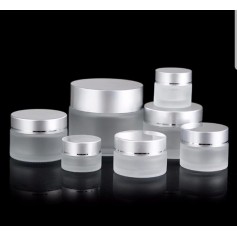 20pcs/lot frosted Glass Jar Cream Jars Sliver/Gold Aluminium lid 10g 20g 30g 50g empty cosmetic jar