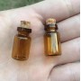 100pcs/Lot 1ml Mini Amber Glass Bottles With Cork Wood Stopper.