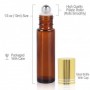 20pcs/Lot 10ml Brown Glass with Roller + lid Roll-on Perfume Essential Bottle