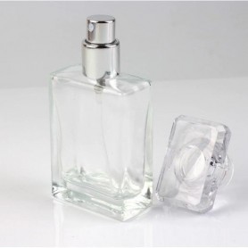 6pcs/Lot of 50ml 30ml Square Flat Glass Perfume Spray Dispensing Cosmetics Portable Empty Bottle.
