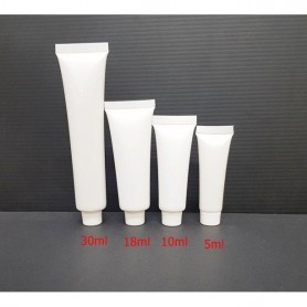 25pcs/Lot 5ml,10ml,18ml,30ml Facial Cleanser Cosmetics Soft Tube(Pearl White)w.white cap