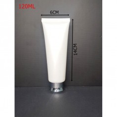 25pcs/Lot 120ml Facial Cleanser Cosmetics Soft Tube (Pearl White)w.silver cap