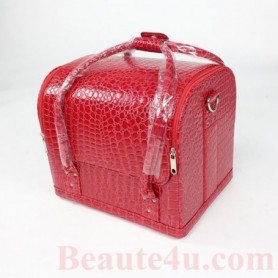 Beaute4u Roll Top Makeup Case W Straps (Crocodile Skin) Pink Color - Fulfilled By Beaute4u