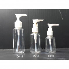 12pcs/lot of PET Clear Bottle with White Lotion Pump 50ml, 75ml, 100ml For Cleansing, Sanitizers