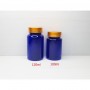 20pcs/Lot 100ml 120ml Blue PET Medicine Bottles Metal Double Line Gold/Silver Cap,Capsules Bottles.