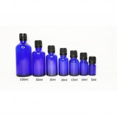 5ml 10ml 15ml 20ml 30ml 50ml and 100ml Blue Dropper Bottles w/Black Tamper Proof Caps for essential Oils.