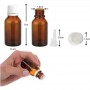 5ml 10ml 15ml 20ml 30ml 50ml and 100ml Amber Dropper Bottles w/White Tamper Proof Caps for essential Oils.