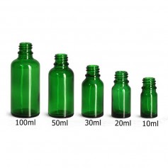 5ml 10ml 15ml 20ml 30ml 50ml and 100ml Green Dropper Bottles w/White Tamper Proof Caps for essential Oils