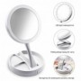 Light LED Makeup Mirror Double-sided 1X & 10X Magnifying Mirrors Foldable Table Desktop USB Battery