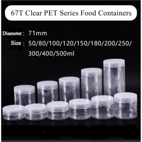 READY STOCK 50ml 100ml 120ml 200m 250ml~1000ml Clear PET Container Jar Balang Kueh Raya Plastik With clear cap.