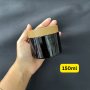 Luxury 100ml 120ml 150ml 200ml 250ml Black PET Jar with Round Plastic Bamboo Wood Plastic Cosmetic Cream Jar.