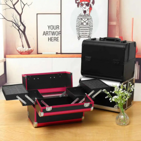 Ready Stock Professional Makeup Artist Cosmetic Bag, Large Capacity Makeup Tool Storage Box, Aluminum Alloy Frame*2321