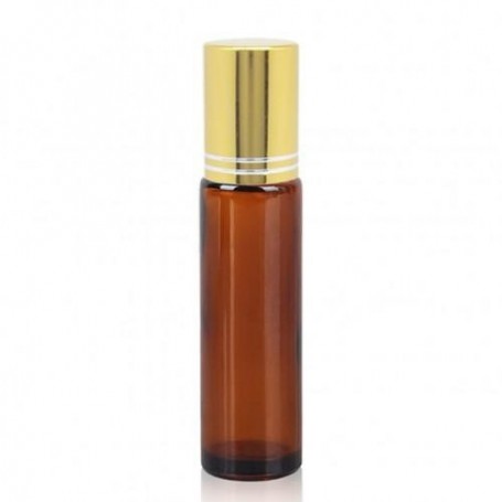 20pcs-Lot 10ml Brown Glass with Stainless Steel Roller + lid Roll-on Perfume Essential Bottle Fulfilled by Beaute4u