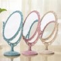 2 Sides Makeup Mirror Oval Shape Rotatable Stand Table Compact Mirror Plastic Dresser 3 Color Pink Blue Mirrors Cosmetic Tool